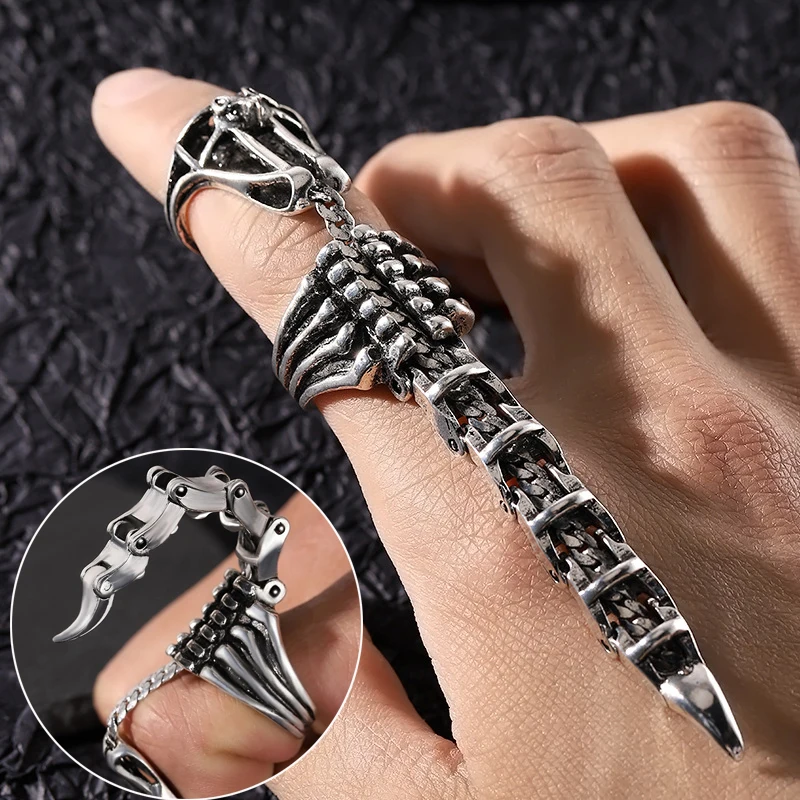 

Men Scorpion Ring Heavy Rock Punk Joint Rings Vintage Cool Gothic Scroll Armor Knuckle Metal Rock Full Finger Rings Jewelry