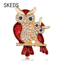 skeds luxury women rhinestone owl brooches enamel animal crystal brooch pin lady wedding party vintage badges accessories gift