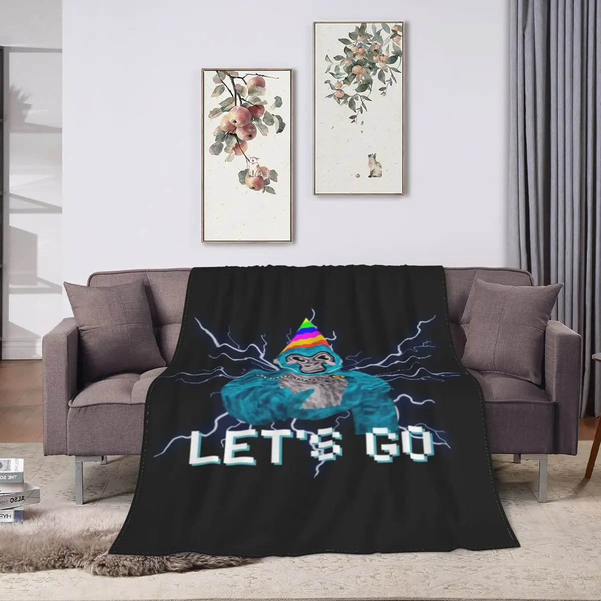 Ультрамягкое Флисовое одеяло с микро-изображением Gorilla Tag jmancurl Monke Merch An