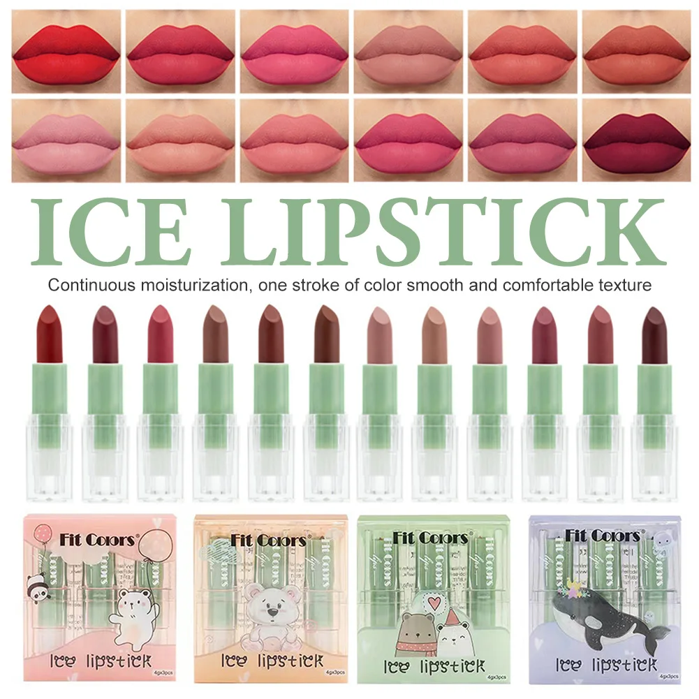 

3Pcs/Set Matte Velvet Lipstick Waterproof Sweatproof Long-Lasting Lip Stick High Pigmented Lip Tint Lip Makeup Gift For Women