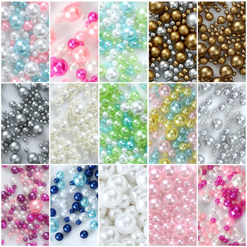 

1 Bag Mix 1.5mm-4mm Bright Matte Gold Silver Pure Colors Round Ball Pearls ABS Nail Art Rhinestones Jewelry Manicure Ornaments