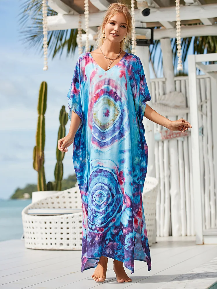 

Летняя Пляжная накидка, длинное платье, купальник, Женский кафтан для отпуска (Length-136cm/53,5 дюйма)