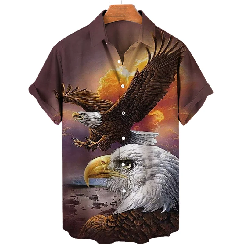 3d Fashion Leading Printing Horror Eagle Hawaiian Oversized Shirts For Men Clothing Casual Elegant High Quality Luxury Medieval