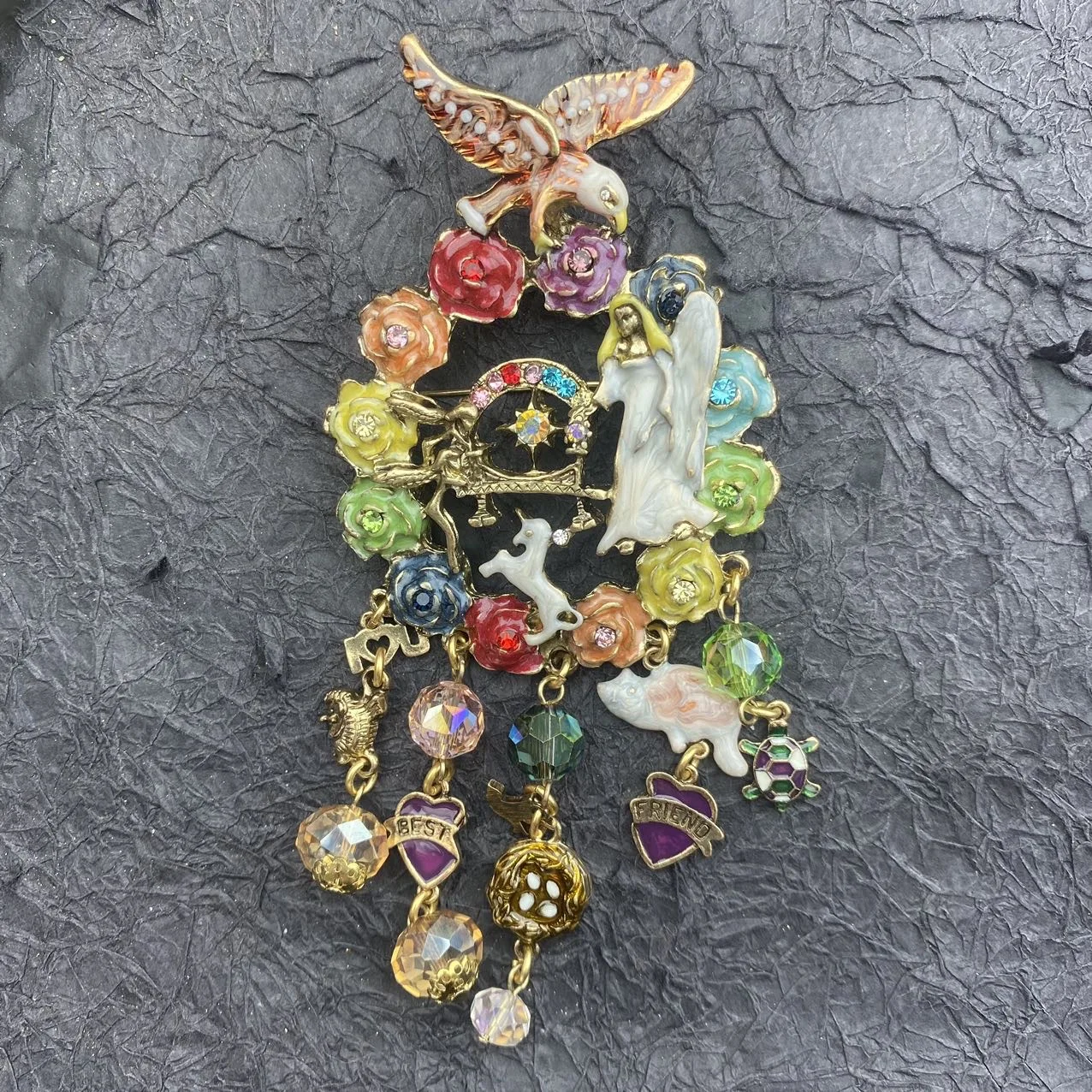 Брошь ручной работы в форме радуги животного эмалированная брошь ангела птицы