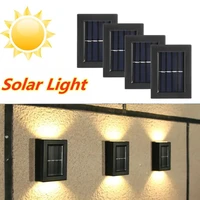 black modern solar panel 2led wall street led light power garden outdoor lighting waterproof wall lamp light up and down