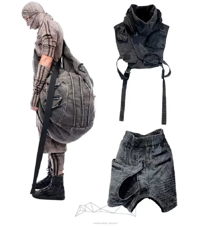 CHAUNK Pioneer waste soil dune cotton Heavy industry wash water do old multi-bags oversized capacity shoulder bag men