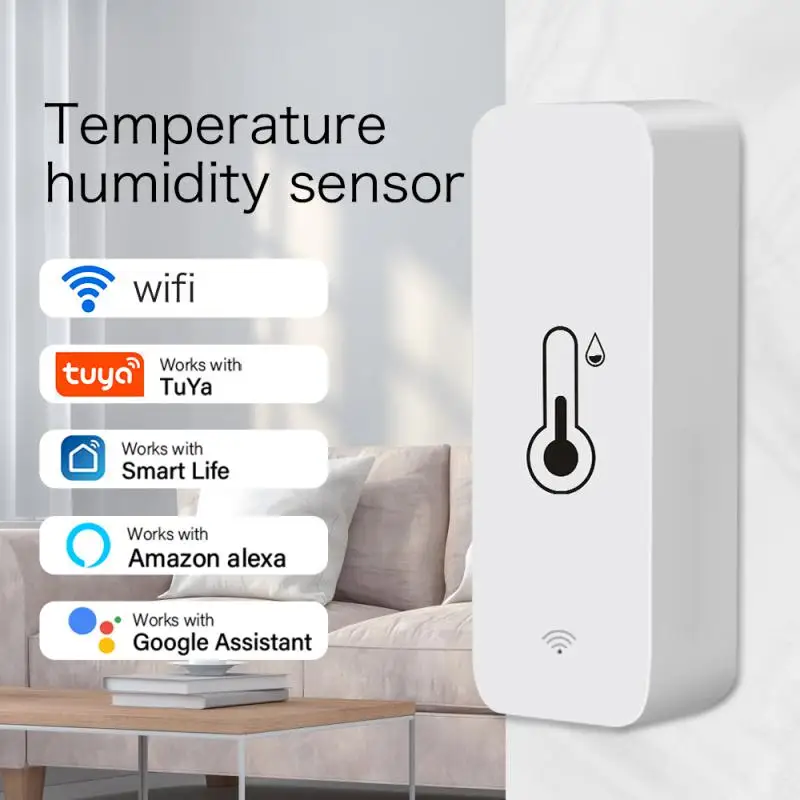 

Tuya WiFi Temperature Humidity Sensor Smart Life APP Real-time Monitor Smart Home Work With Alexa Google Home No Hub Required
