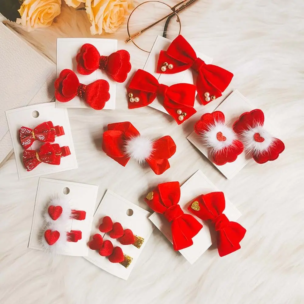 

Bow Hair Grip Red Hairpins Tassels Barrettes Love Heart Bow Hair Ring Chinese New Year Hairpins Hair Rope Kids Bow Hair Clips