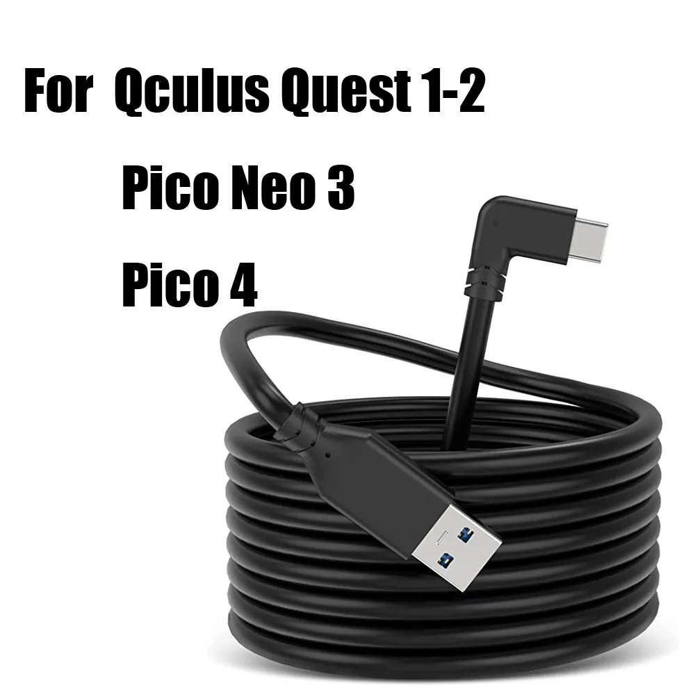 

Соединительный кабель для Oculus Quest 2 USB 3,2 Gen 1, быстрая зарядка для передачи данных для Pico 4 Neo 3, аксессуары, шнур VR Type C 3 м 5 м