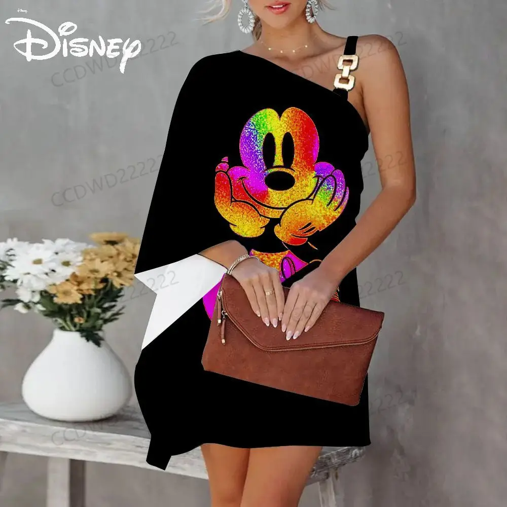 Evening Dresses Diagonal Collar Dress One-Shoulder Minnie Mouse Mickey Disney Elegant Women Party Luxury Prom 2023 Sexy Collar
