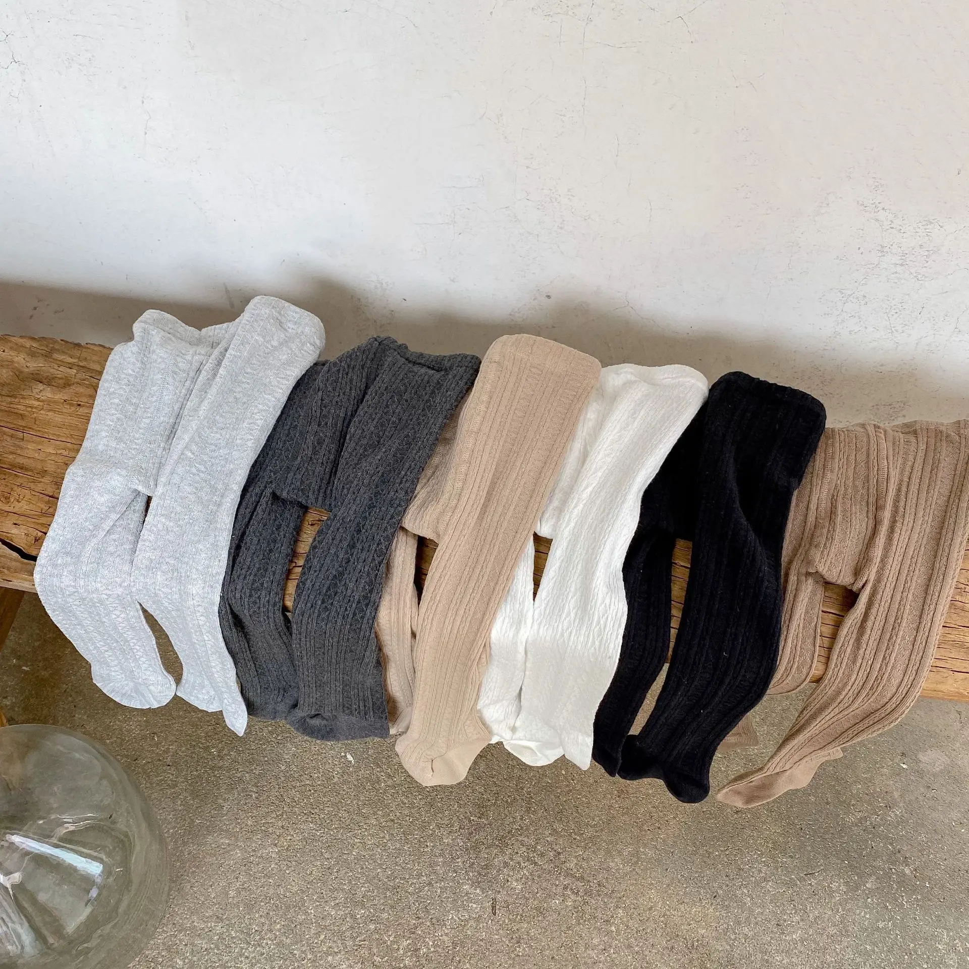 

2022 Autumn New Kid Hige Waist Solid Pantyhose Boy Baby Pit Striped Leggings Girl Children Cotton Pants Infant Casual Jackets