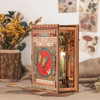 cutebee diy book book ancient mystery miniatures kit dollhouse shelf insert wooden handmade bookshelf led for birthday toy gift