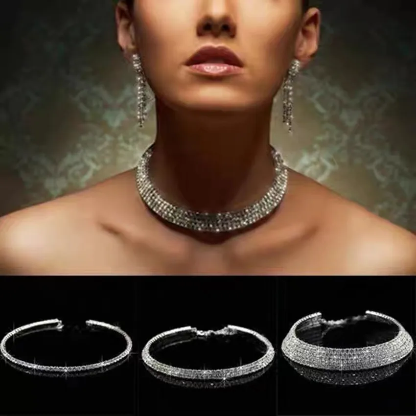 

Fashion Classic Simple Multi row Single row Necklace Suitable for Women Crystal Necklace Collar Chain Bridal Wedding Party Jewel