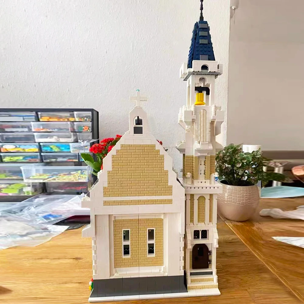 033006 креативный эксперт Moc средневековый город церковь кирпичи модульный дом