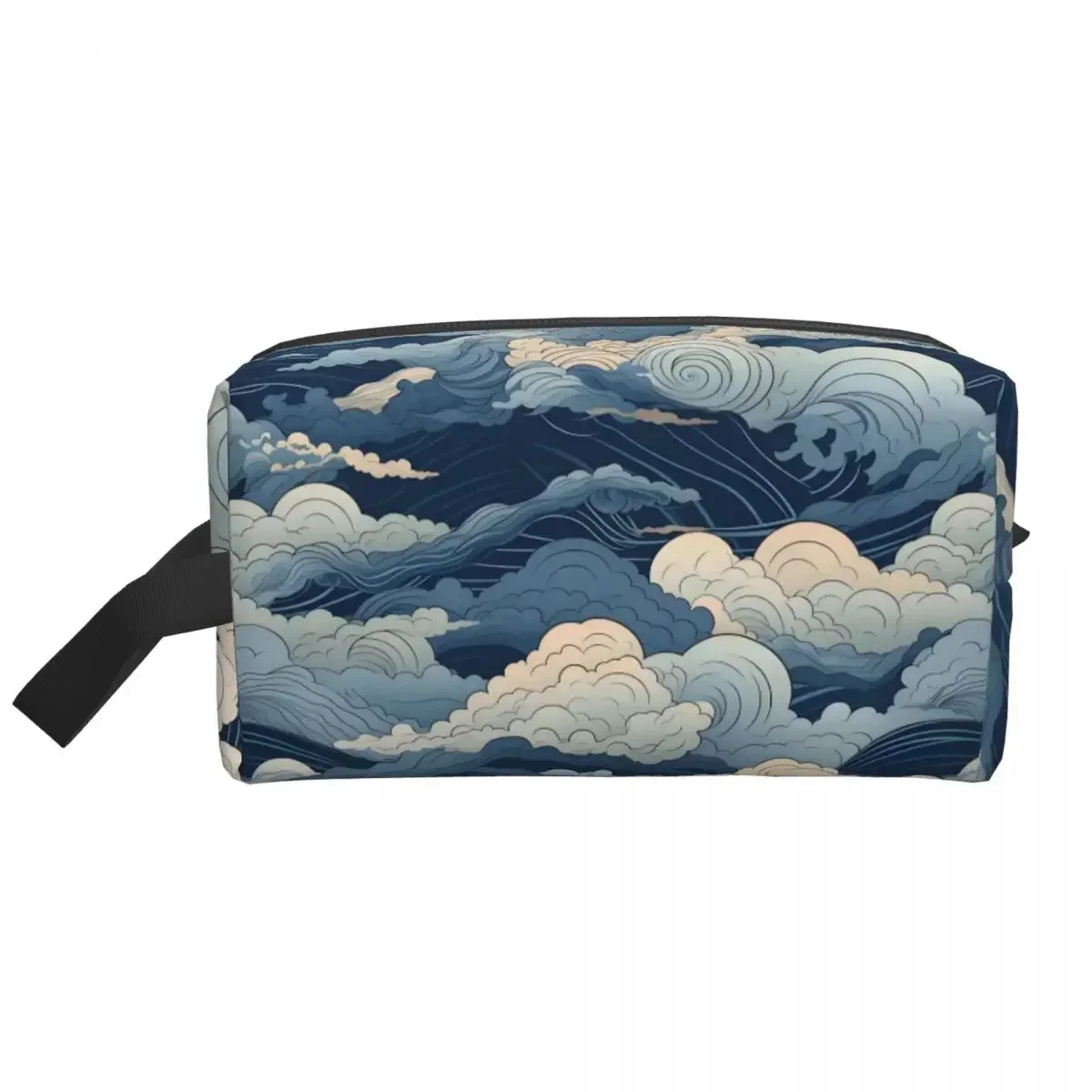 Женская косметичка с узором облаков и волн на заказ Kawaii большая вместительная