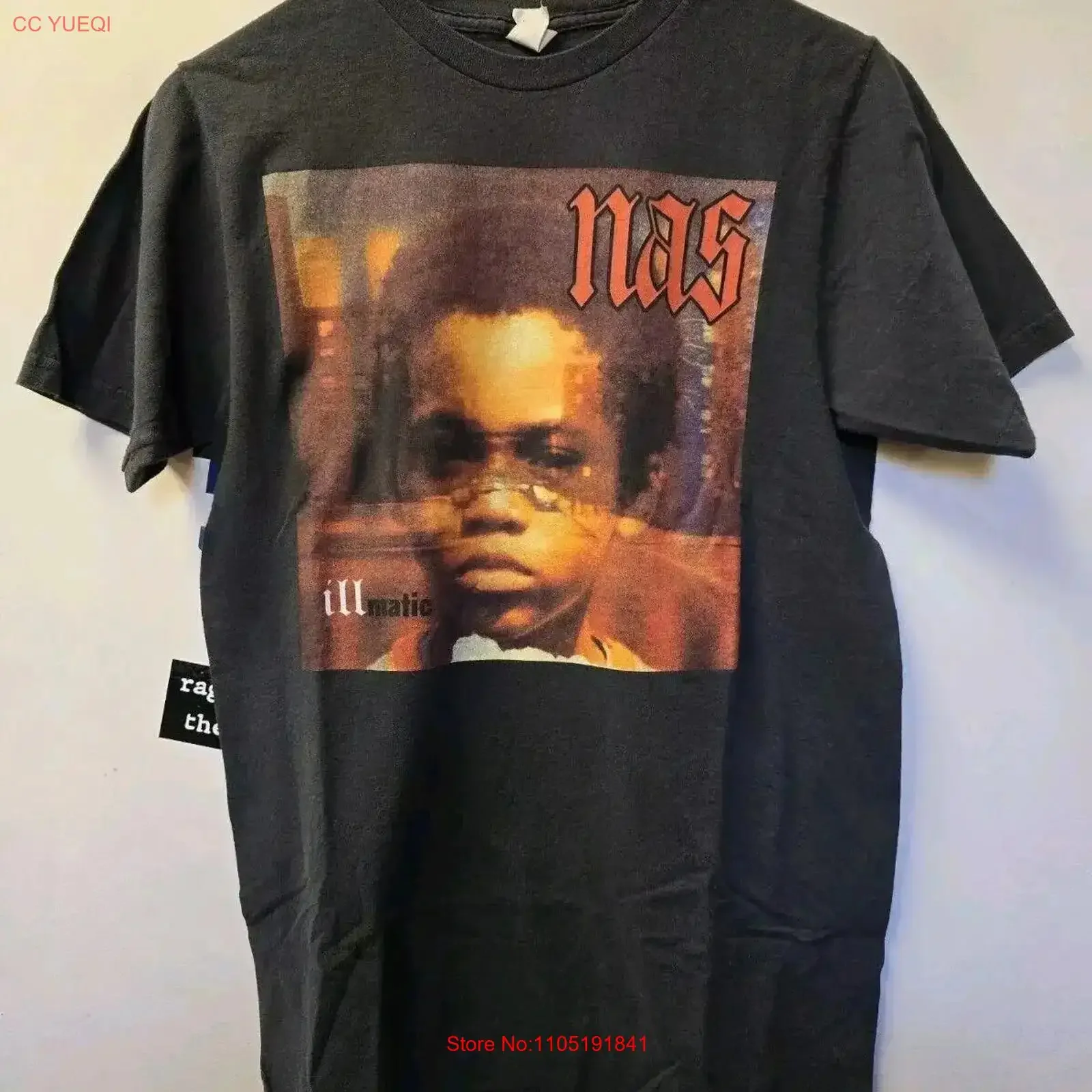 Фото Футболка Nas Illmatic M в стиле рэп, хип-хоп, винтажная стираная мужская футболка с рисунком, удобная, растянутая, универсальная, повседневная, дышащая, мягкая №1