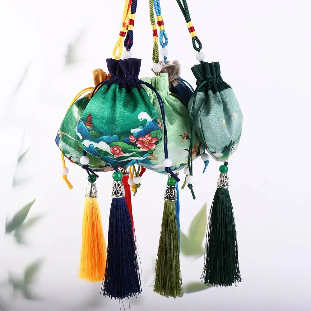 

Подвесные Украшения для ожерелий, разноцветная тканевая Цветочная сумка для хранения в китайском стиле, сумка-кошелек, пустая саше, женская сумка для ювелирных изделий