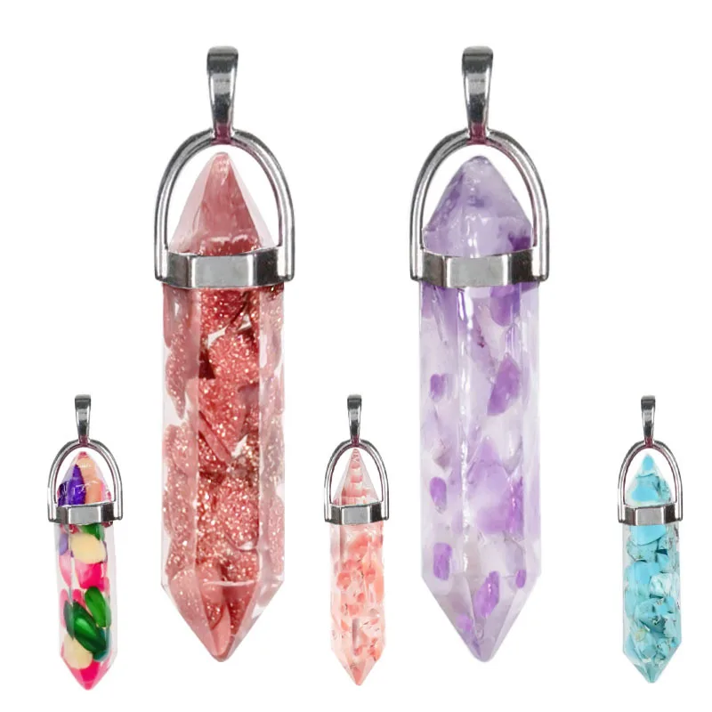 

10Pcs Natural Crushed Stone Hexagonal Column for Women Jewelry Accessories Trend Men Necklace Girls Party Present Supplies