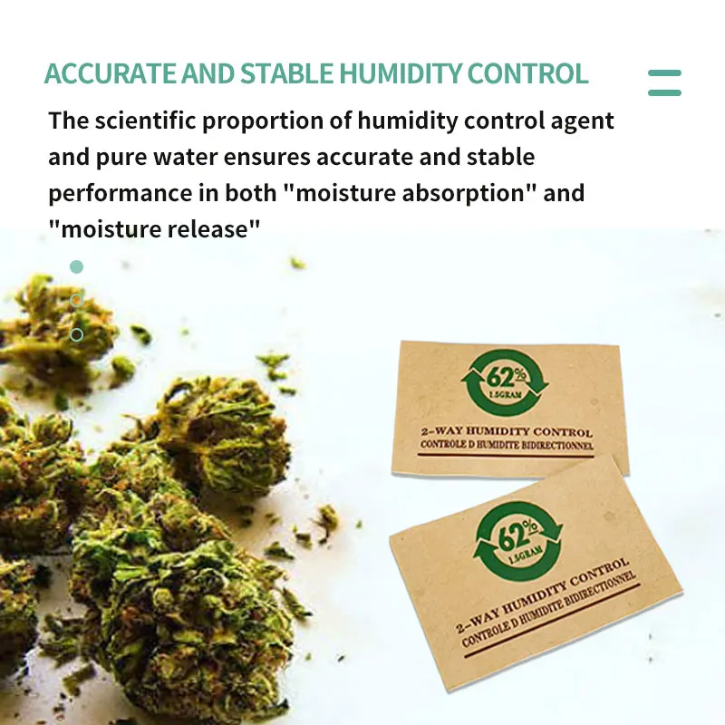 12 шт. 1 5 г RH 62% 2-сторонний контроль влажности травы табак увлажняющий пакет
