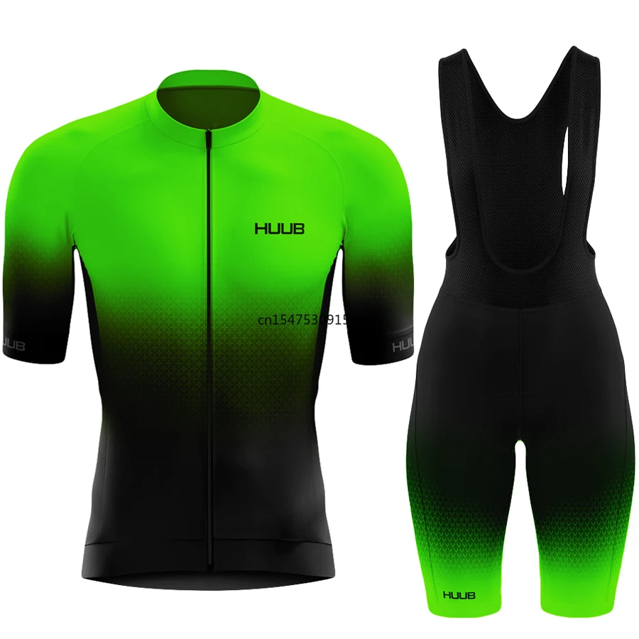 

HUUB Fluorescent Green Cycling Sets Mountain Bike Uniform Summer Mans Cycling Jersey Set Road Bicycle Jerseys MTB Bicycle Wear