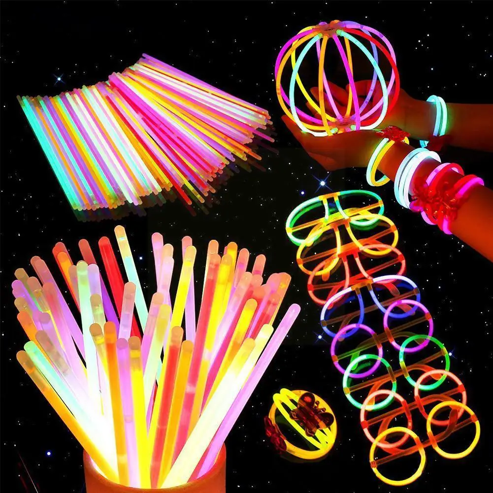 

10pcs Colorful Party Glow Stick Neon Light Glow Bracelet In Concert Wedding Halloween Dark Glow Stick Fluorescence Necklace V9g7