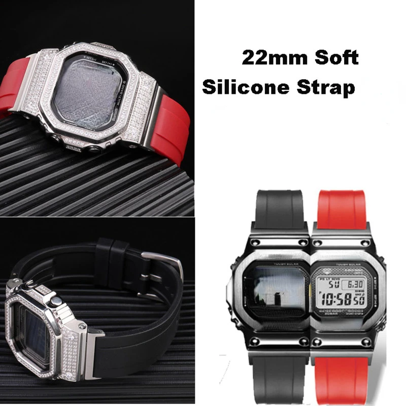 Rubber Strap For Casio G-SHOCK GMW-B5000 Water-proof Soft Silicone Watchband For Casio GMWB5000 Series Sport Solid Color Belt