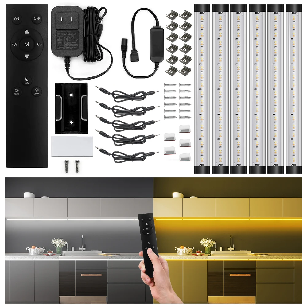 night light under cabinet led lighting kits rf remote control dimmable 3000k warm white natural 6000k cold for kitchen showcase free global shipping
