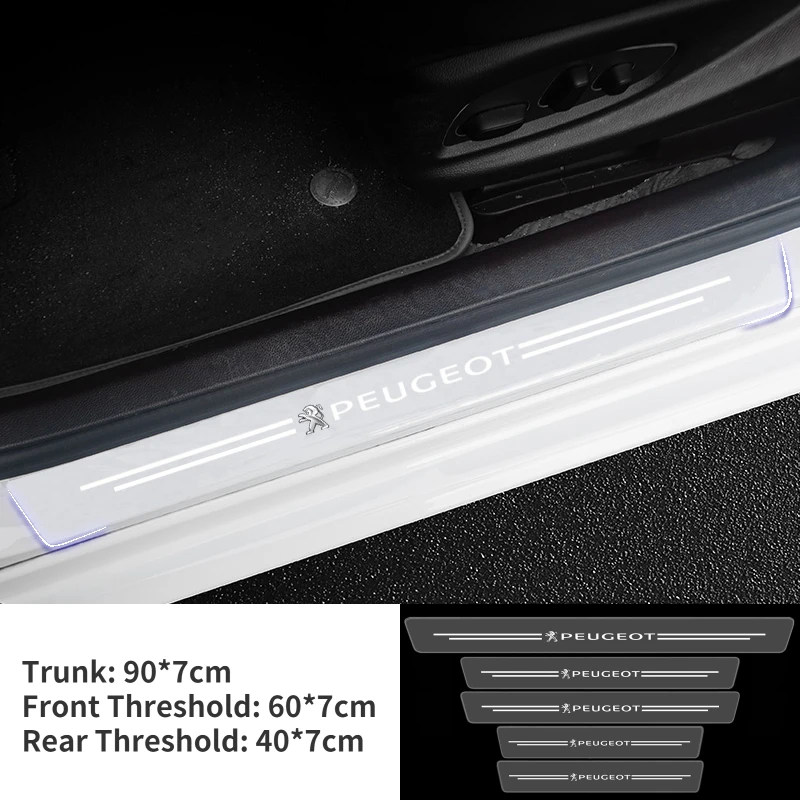 

Акриловые прозрачные наклейки на порог двери автомобиля, задний багажник, наклейки против царапин для Peugeot 208XS 301 208GTi 306 307 2008 3008 4008 508