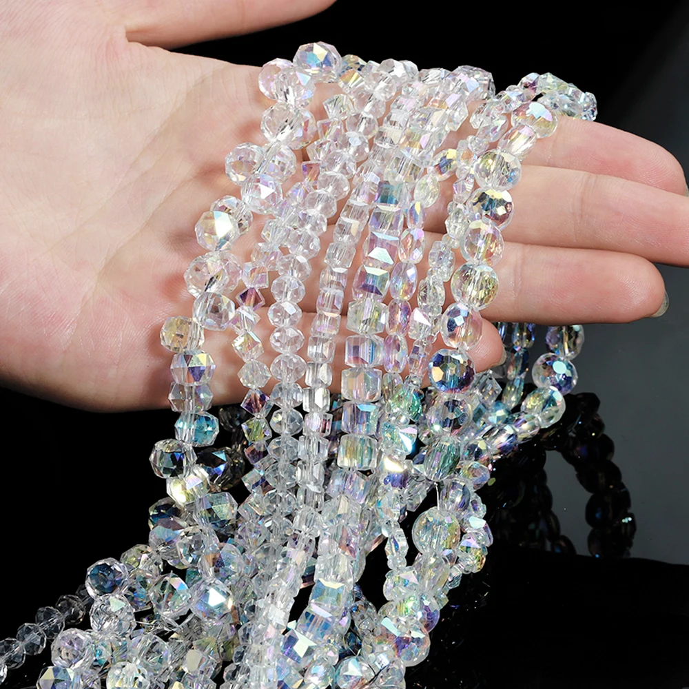 60-95pcs/lot AB Color Crystal Beads Star Butterfly Heart Faceted Glass Spacer for Jewelry Making Hairpin DIY Accessories - купить по