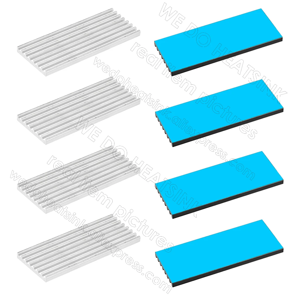 

50x22x3mm Silver / Black Aluminum Extruded Heatsink Radiator Cooler for MOS IC Chip with Thermal Tape Assembly Applied