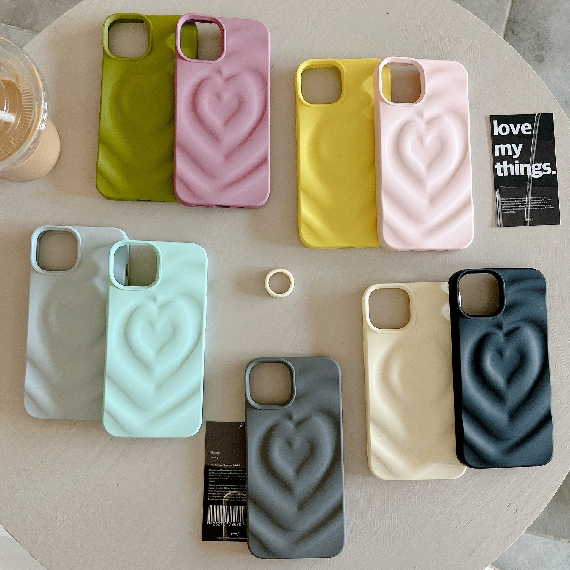 

Fashion Simple Pure Color Skin Sense Frosted Pleated Love Heart Phone Case for iPhone 14 13 12 11 Pro Max 11 12 13 14 Pro 14 13