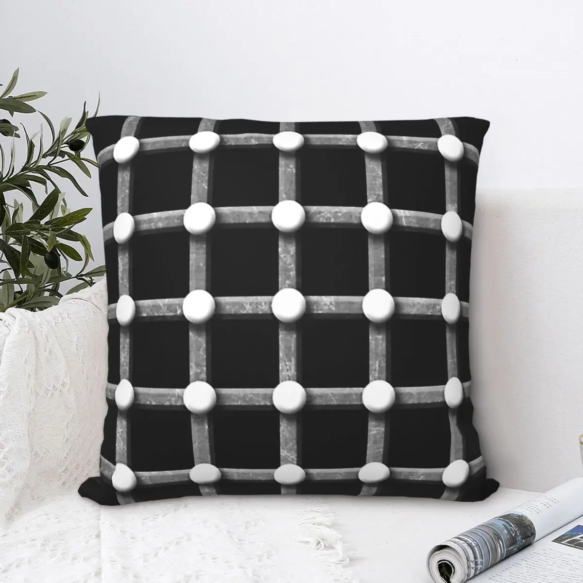 

Trippy Grid With White Dots That Appear To Go Black Throw Pillow Case Short Plus Cushion Covers Home Sofa Chair Decor Backpack