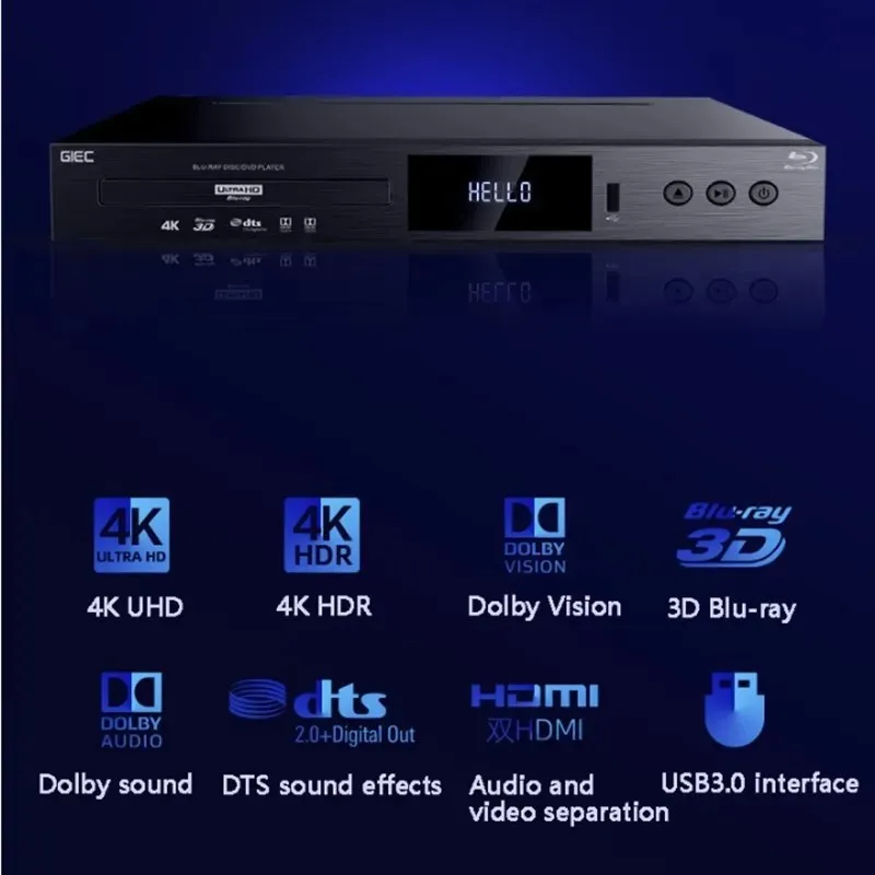DVD-плеер GIEC G5300 True 4K Ultra HD Blu-Ray Плеер Жорсткий диск Домашний CD Декодирование