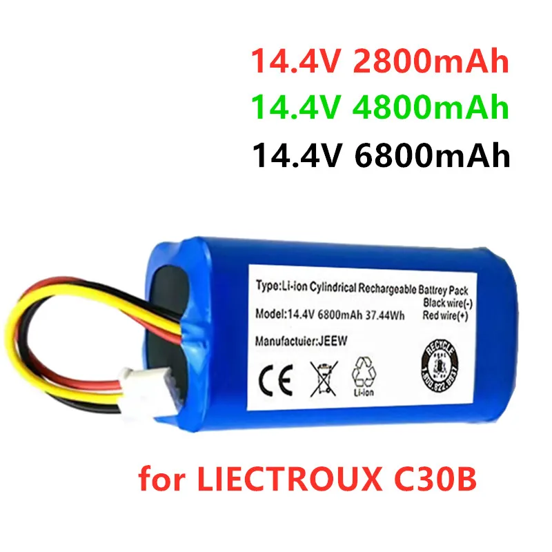 (Для C30B) 14,4 v 9800mAh 100% Новый оригинальный аккумулятор для робота-пылесоса LIECTROUX C30B 6800 Φ 1 часть/Φ