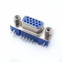 db15 hdr15 dr15 female pcb mounting connector right angle d sub 3 row blue parallel port connector 15 pin 15 pin vga socket ada
