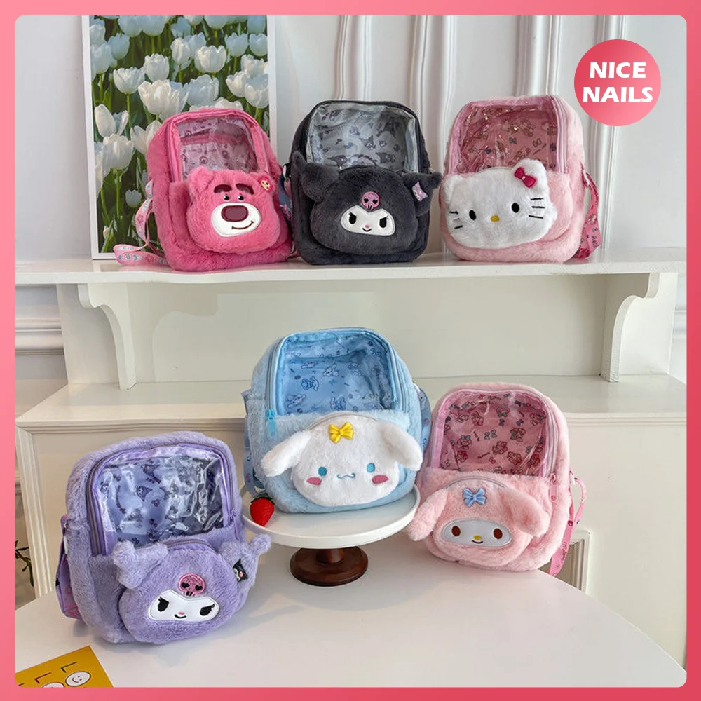 

Cartoon Autumn Winter Sanriod Plush Crossbody Bag Shoulder Bag HelloKitty Mymelody Cinnamorol Kuromi Transparent Cute StorageBag