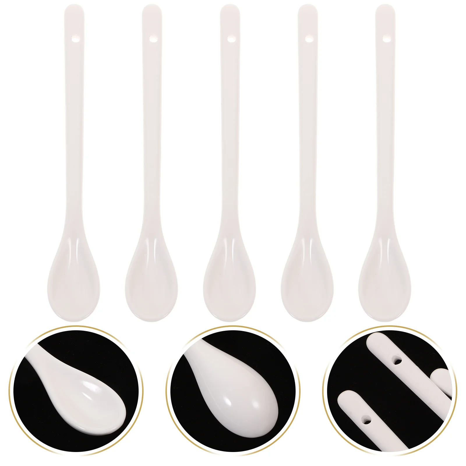 

Spoon Spoons Ceramic Tea Coffee Handle Soup Dessert Porcelain Mixing Bar Stirring White Espresso Ice Cocktail Serving Sugar