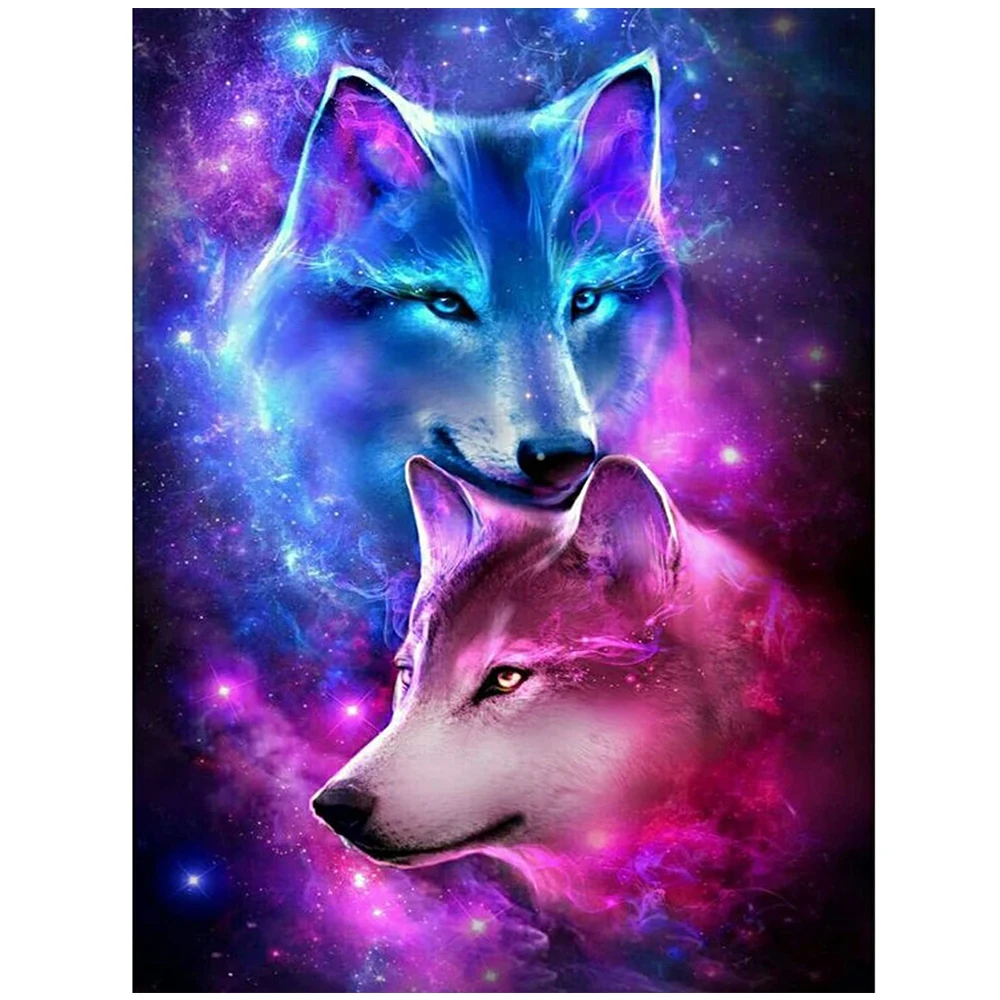 

DIY Wolf Diamond Painting by Number Kits 5D Round Full Drill Art Picture for Adults Kids Home Room Wall Decor Suppllies Tools
