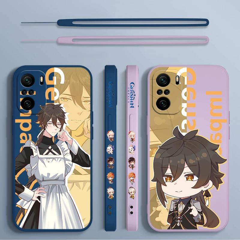 

Genshin Impact Klee ZHONGLI Phone Case For Xiaomi Redmi Note 12 12Pro 11 11S 11T 10S 10 Pro Plus 5G Liquid Left Rope Cover