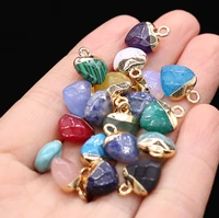 wholesale20pcs natural stone amethyst citrine heart pendant for jewelry makingdiy necklace earring accessories charms gift party