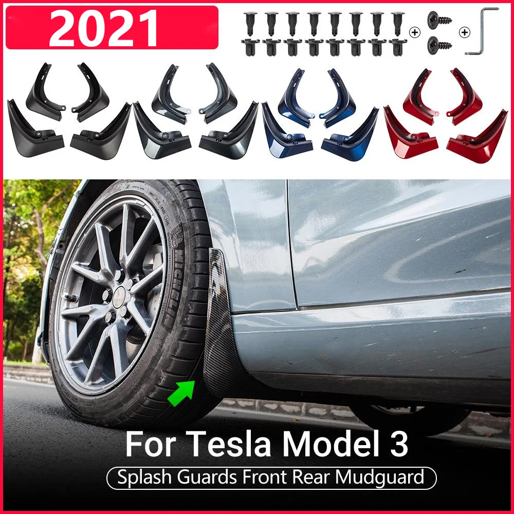 

Брызговики для Tesla Model 3 2021-22, черные матовые Брызговики из углеродного волокна