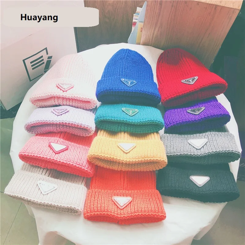 Autumn and winter new triangle P standard winter parent-child knitting hat, Fashion warm hat