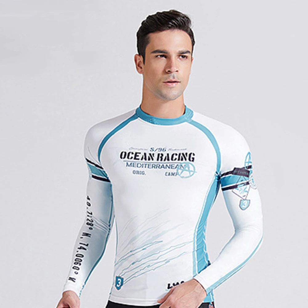 Fashion Men's Long-Sleeve Anti-Ultraviolet Casual Surfing Suit Sunscreen Quick-Drying Beach Surfing Swimming Snorkeling T-Shirt