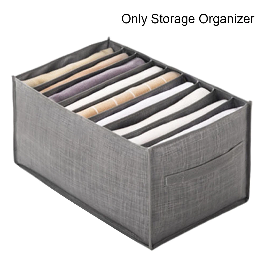 

Wardrobe Clothes Organizer With Handle Bedroom 9 Grids For Jeans Home Storage Household Multi-functional Compartment Storage Bag