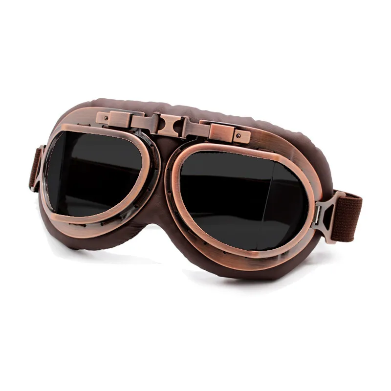 

Retro Motorcycle Goggles Pilot Steampunk Vintage Glasses For Dustproof Eye Protection Leather Shades Motorbike Folding