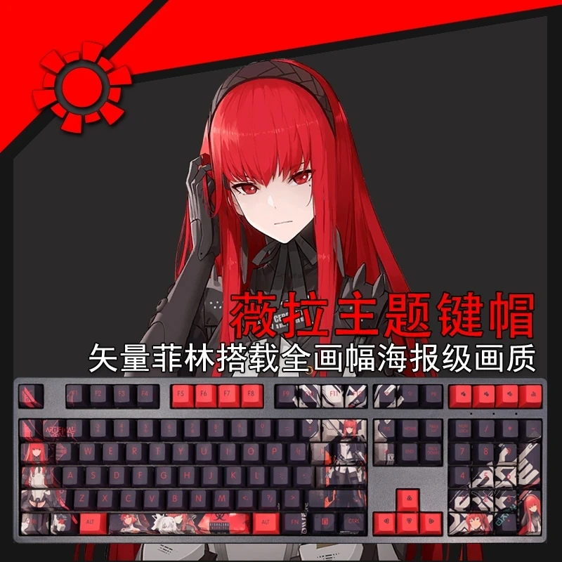 

108 Keys/set GRAY RAVEN PUNISHING Vera Keycap PBT Dye Subbed Backlit Red Death Keycaps Anime Gaming Key Caps Cherry Profile