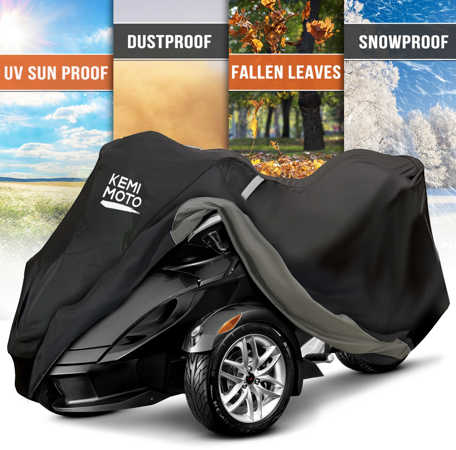 

On-Road 210D Waterproof UV Protect Vehicle Full Cover Compatible with Can Am Spyder RS ST GS RS-S ST-S w/ Breathable Holes