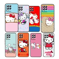 cute anime hellokitty girl for oppo realme gt neo master edition 9i 8 7 pro c21s narzo 30 5g tpu soft silicone black phone case