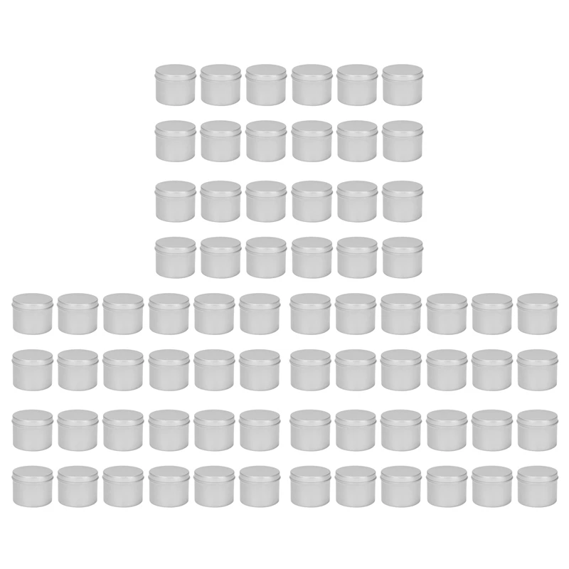 

72 Pack Round Metal Tins Box Candle Tin Black Aluminum Jar Storage Empty Pot Plain Cans Cream Cosmetic Container