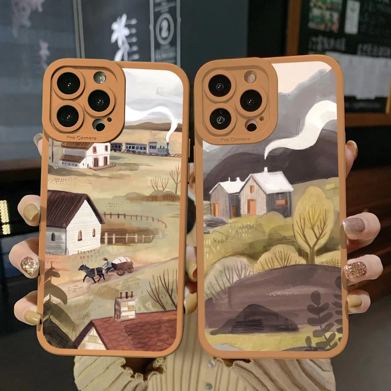 

Watercolor Painting Phone Case for IPhone 11 X XR XS Cloud Scenery Soft Silicone Cover for IPhone 14 8 7 Plus SE20 13 12 Pro Max